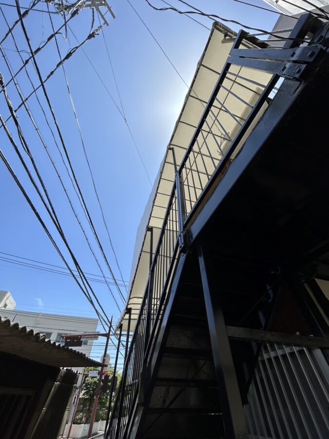 福岡県　階段テント張替工事